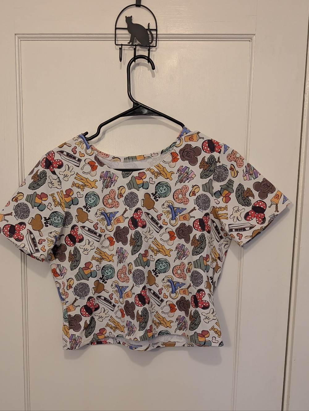 White Cropped Graphic Tee with Disney Print